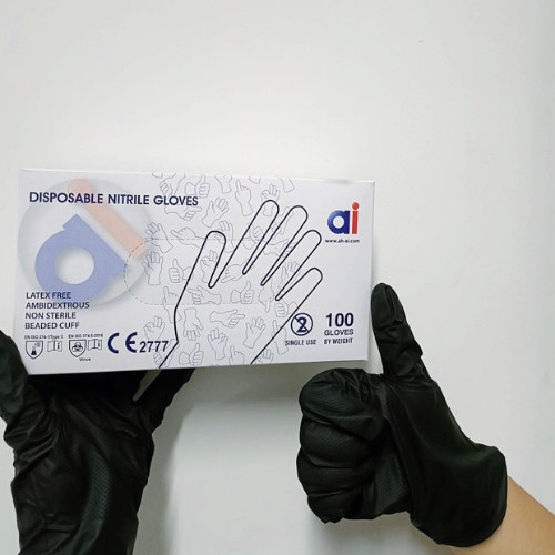 Black Diamond Pattern Disposable Nitrite Gloves Non Slip