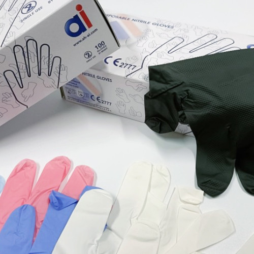 Black Diamond Pattern Disposable Nitrite Gloves Non Slip